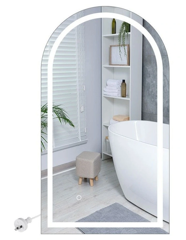 Arch LED Lighted Anti-Fog Bathroom Makeup Wall Mirror 60x100cm in White
