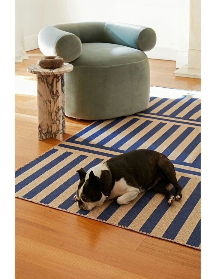 Plinth Washable New Jute Area Rug in Royal Blue
