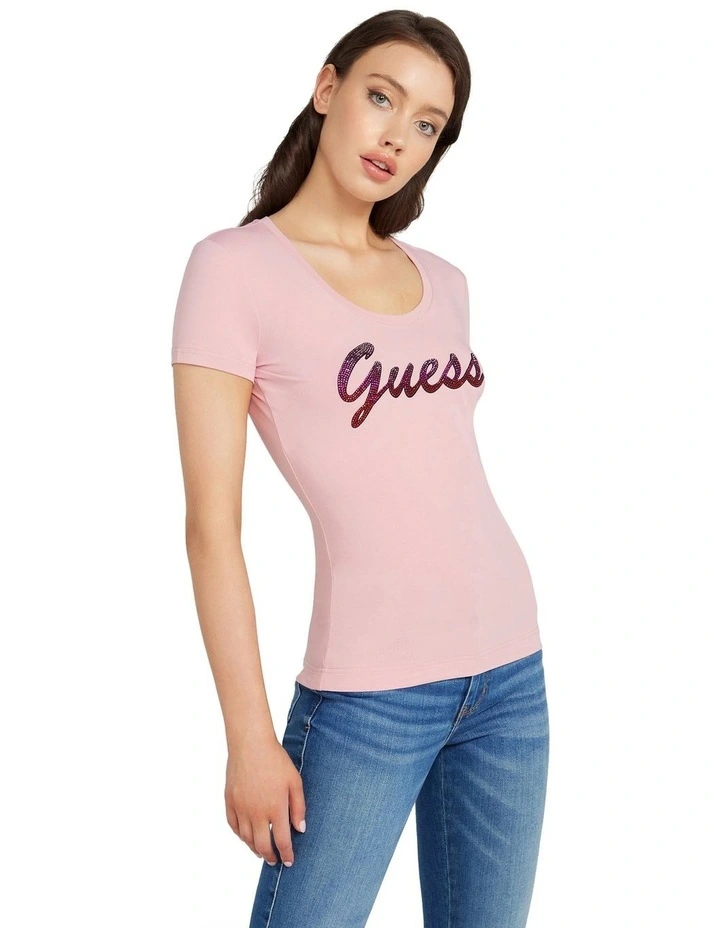 Short Sleeve Shiny Tee in Purple