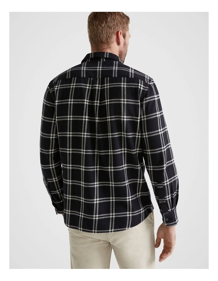 Brushed Check Flannel Shirt in True Black