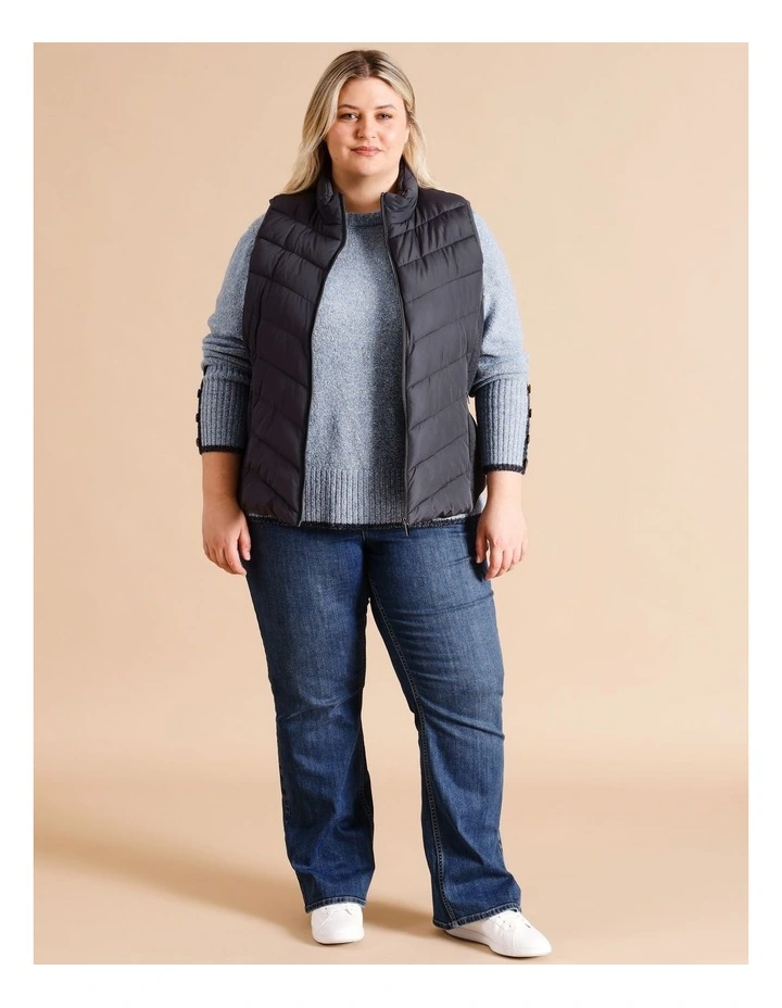 Recycled Polyester Vest With Stretch Sides And Packaway Hood In Storm