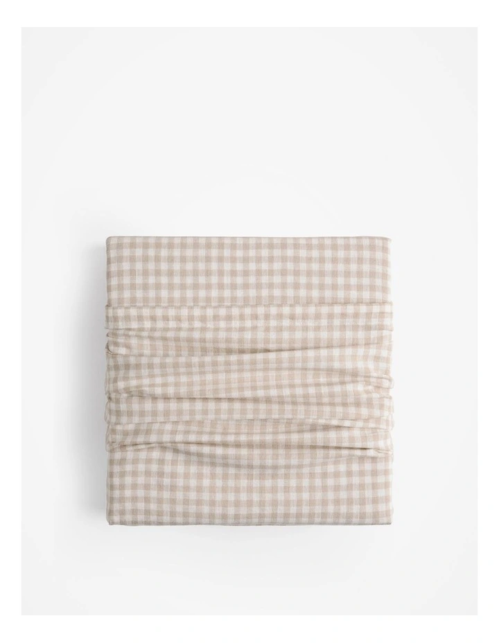 Noni Gingham Queen Quilt Cover in Fawn