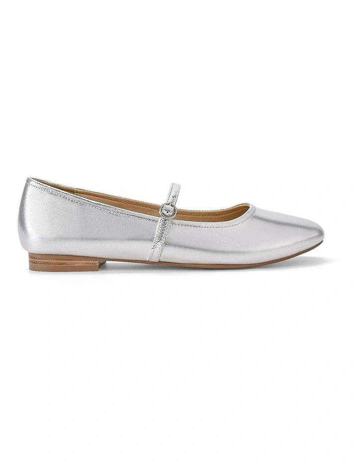 Rey Mary Jane Ballet in Silver Metallic