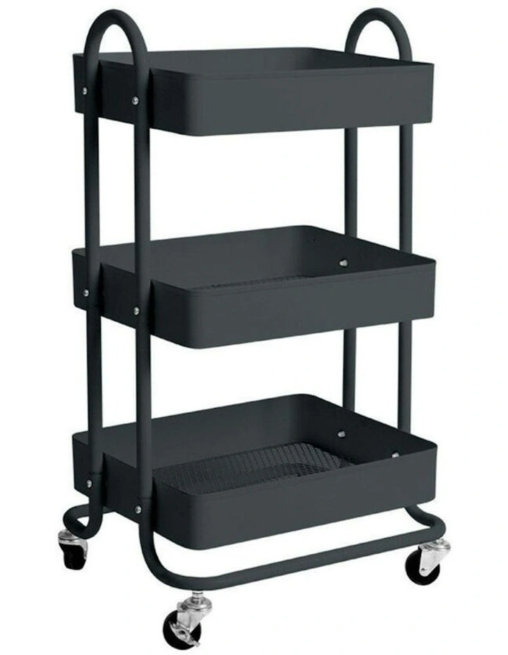 Kitchen Trolley Cart 3 Tier in Black