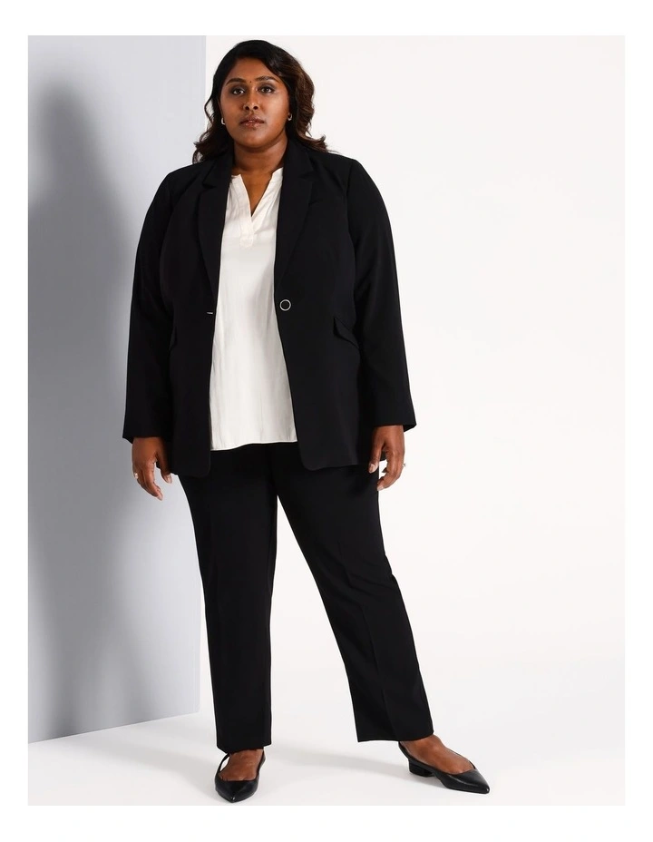 Ava Single Button Blazer in Black
