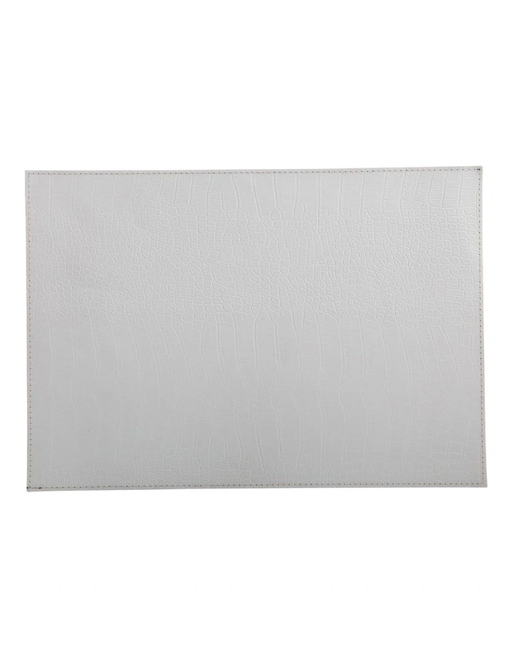 Table Accents Leather Look Alligator Placemat 43x30cm In White