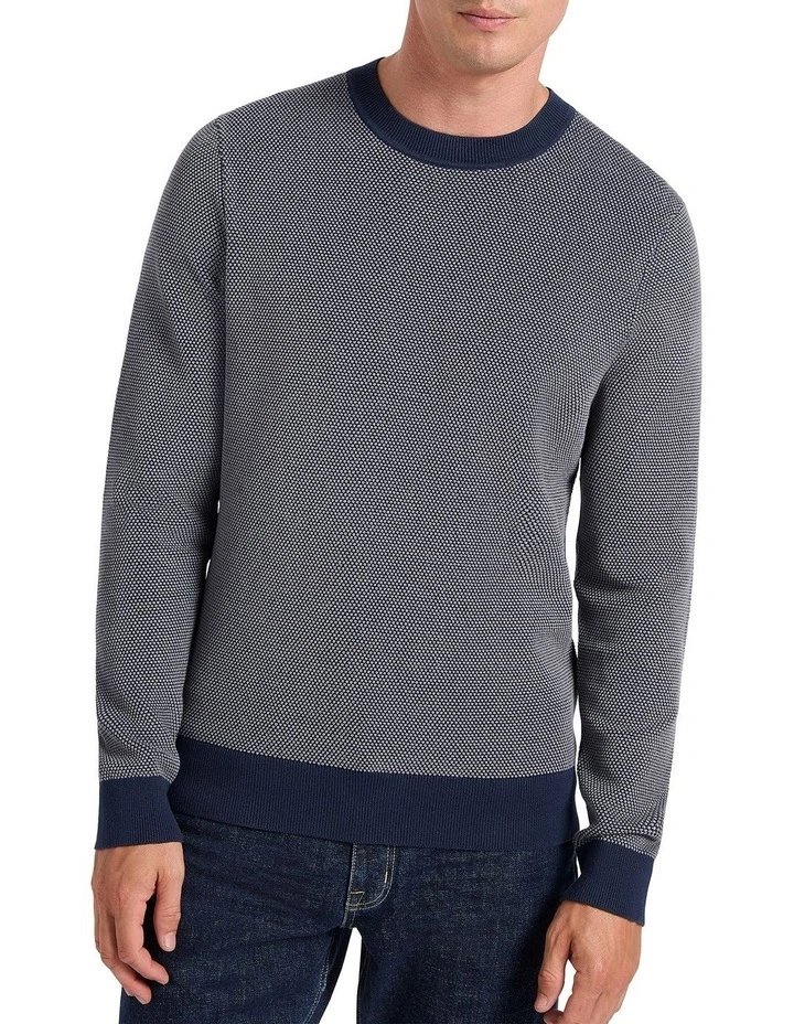 Conrad Seed Stitch Knit Top in Navy Multi