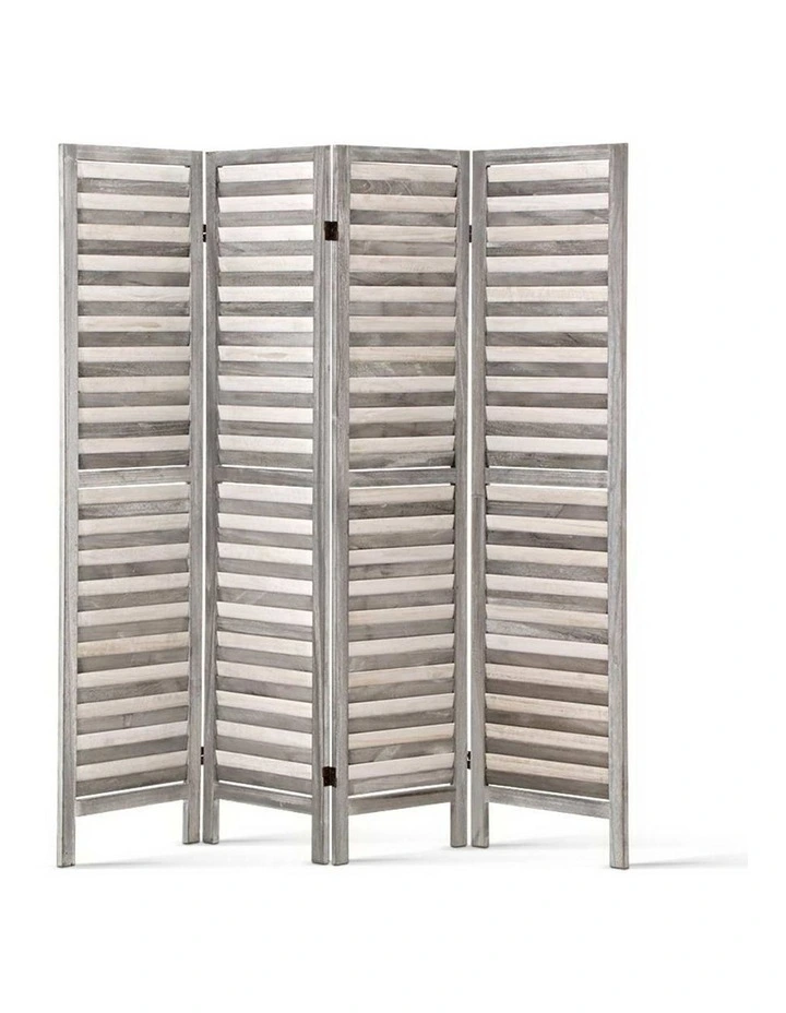Louver 4 Panel Room Divider Screen 163x170cm in Grey
