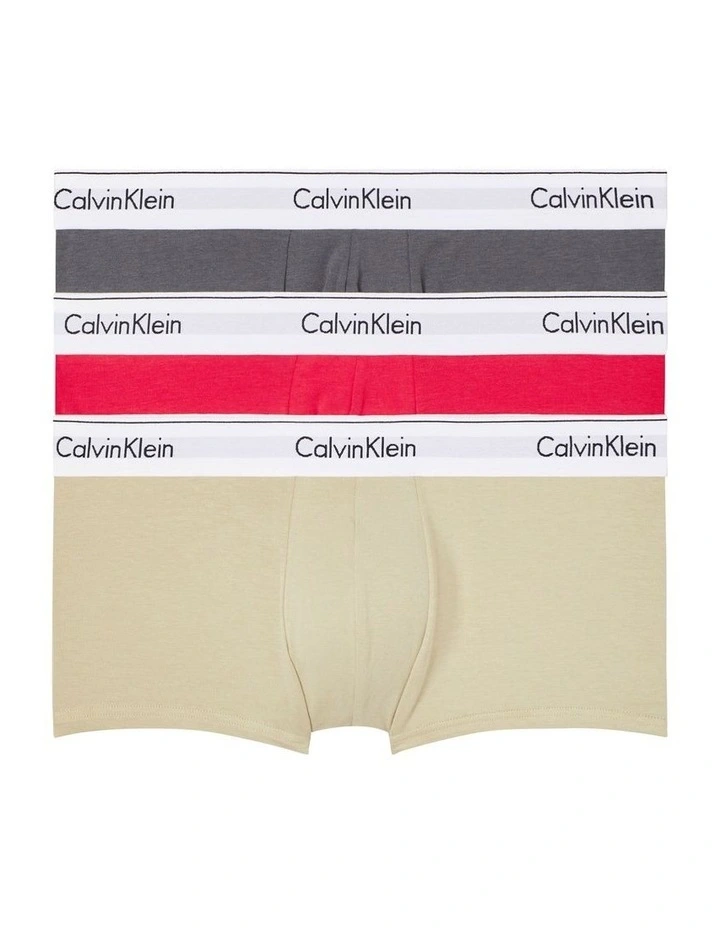 Modern Cotton Stretch Low Rise Trunks 3 Pack in Multi