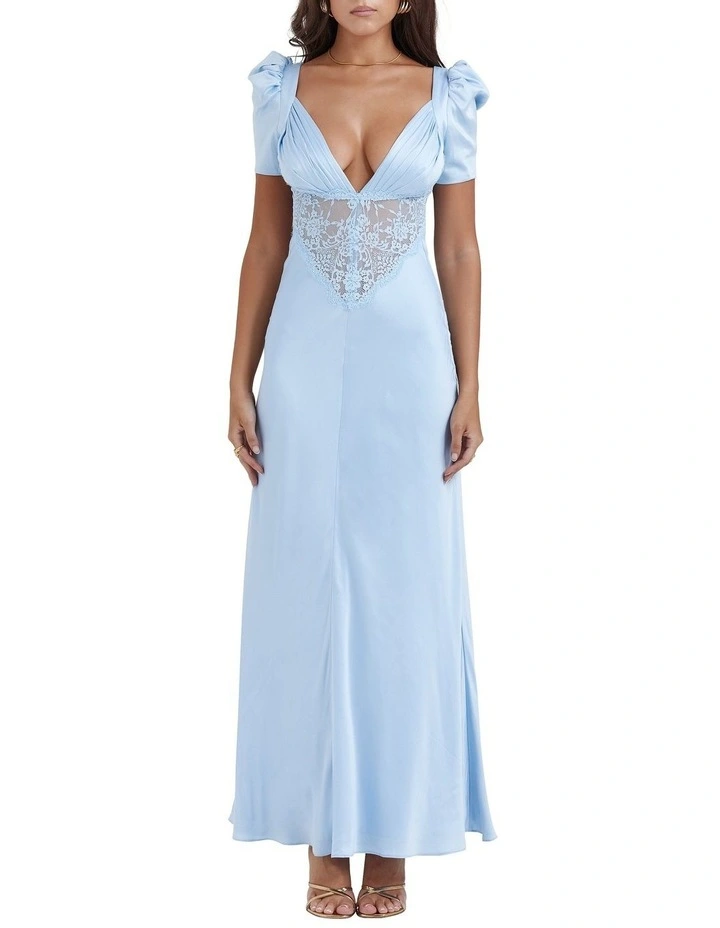 Rafaela Pure Silk And Lace Dress in Soft Blue