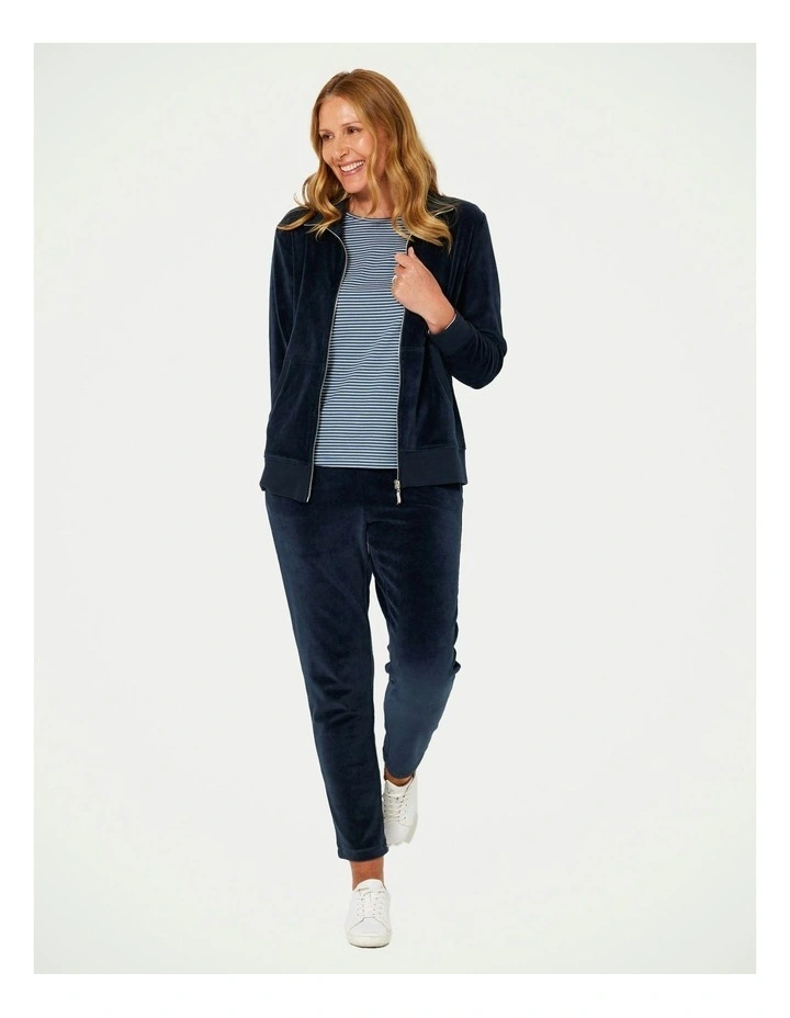 Venus Velour Zip Jacket in Blue
