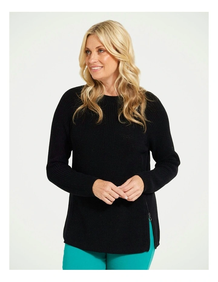 Manon Side Zip Sweater in Black