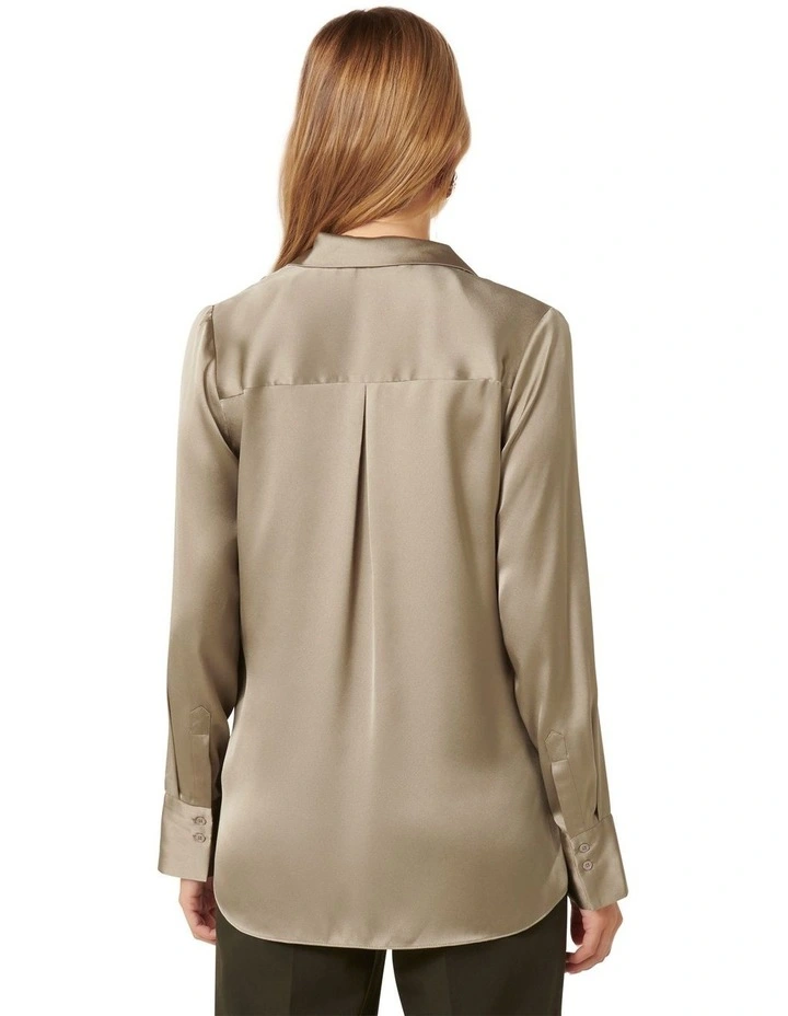 Celia Satin Shirt in Green