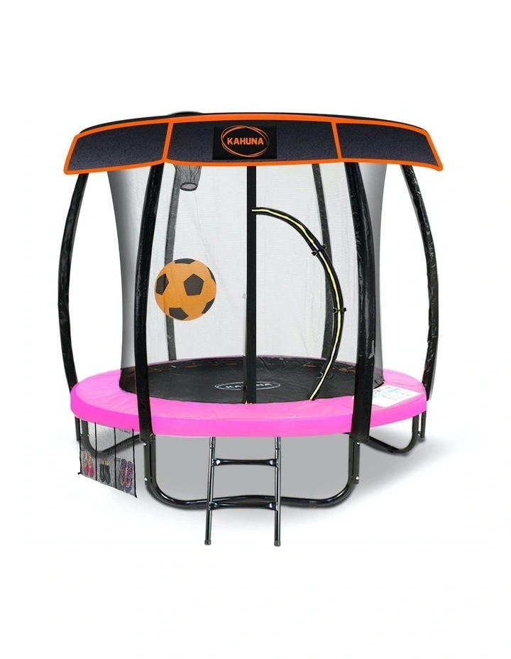 6ft Trampoline Free Safety Net Spring Pad Roof Cover Mat Basketball Set Pink