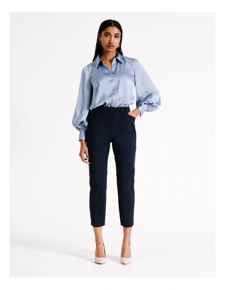Organic Cotton Sateen Pant in Navy