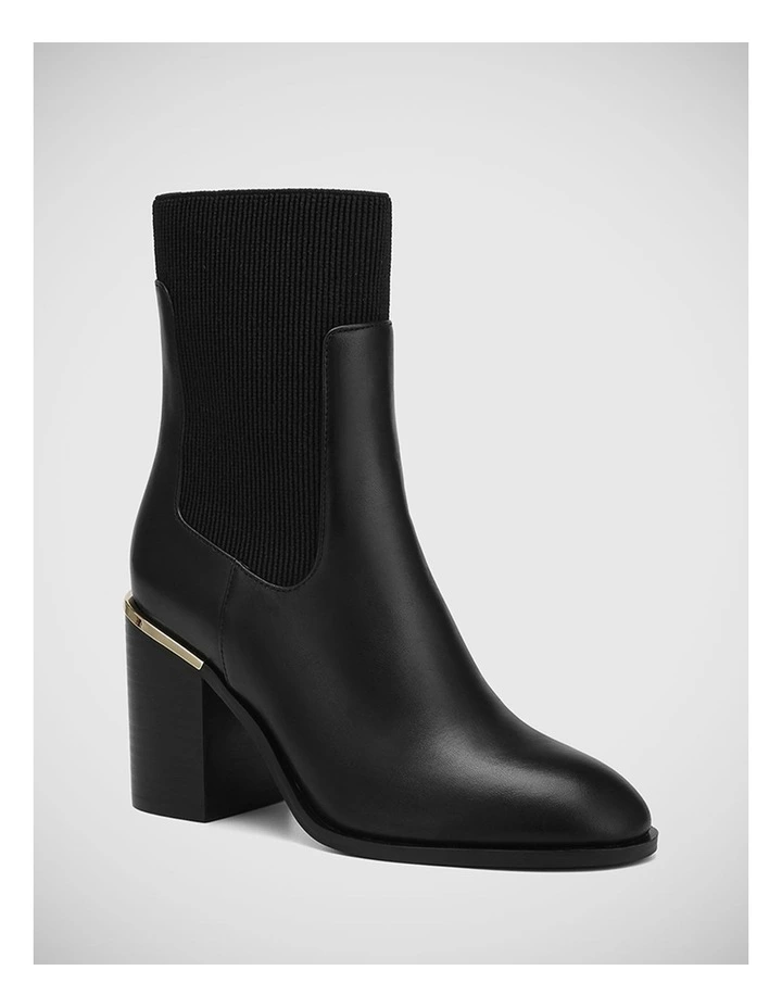Perrie Leather Ankle Boot in Black