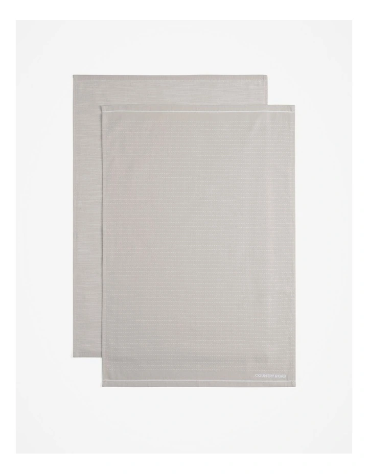 Issi Australian Cotton Tea Towel Pack of 2 in Pale Grey