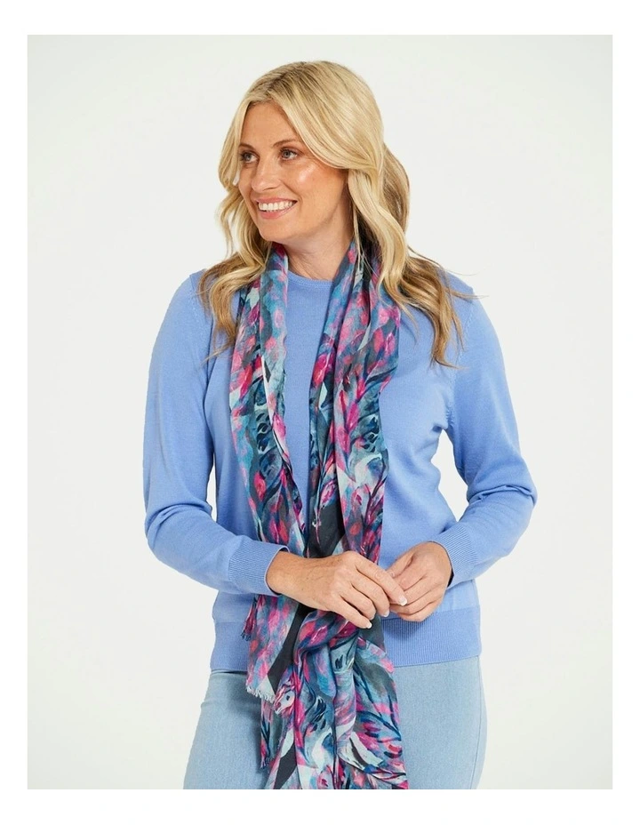 Melanie Merino Wool Crew Neck Sweater in Blue