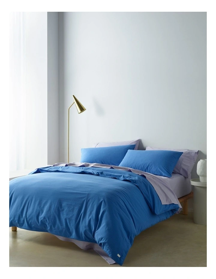 Stonewashed Cotton Quilt Cover Set in Cobalt