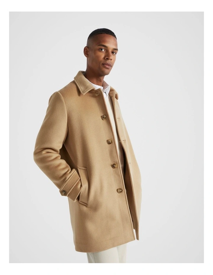 Wool Blend Mac Coat in Caramel