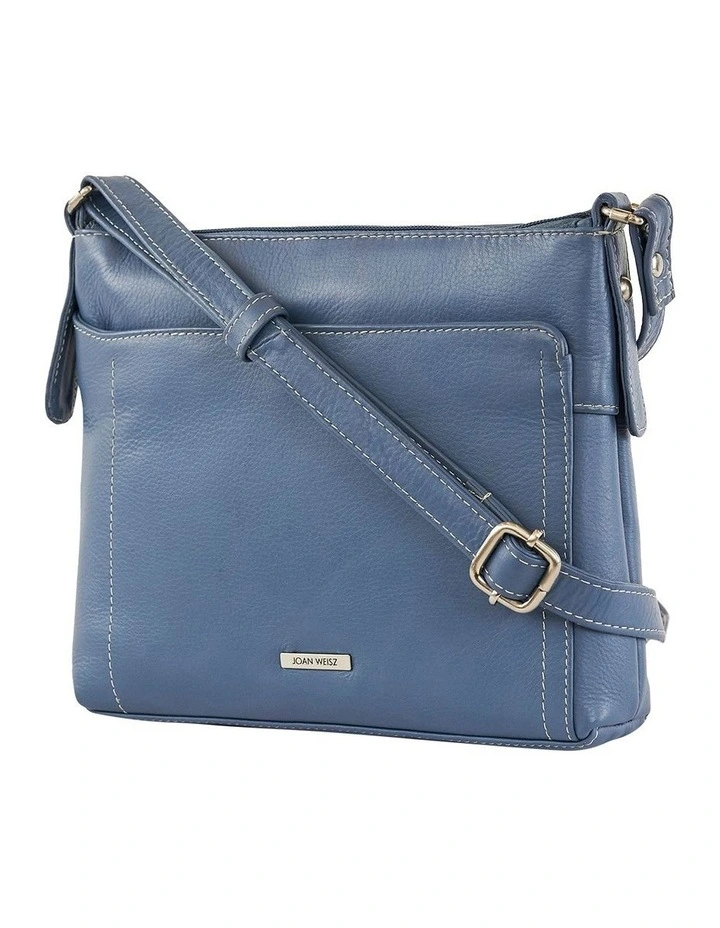 Tracks Leather Crossbody in Demin