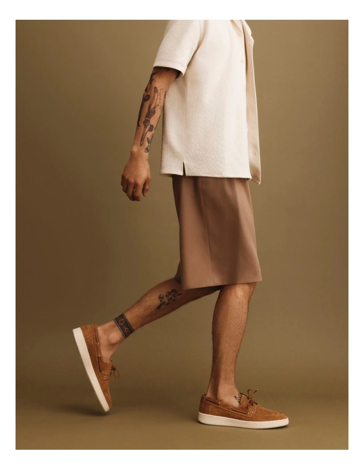 Sol Suede Boat Shoes in Tan