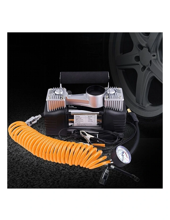 Dual Cylinder 150 Psi Air Compressor in Black