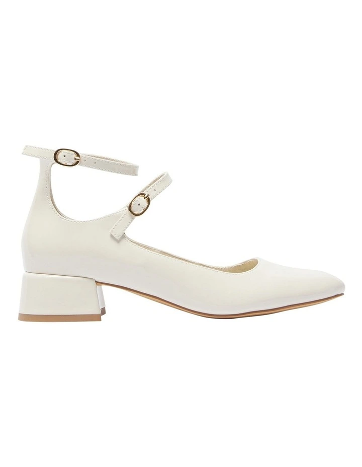 Lydia Heeled Shoes in Bone Patent Leather