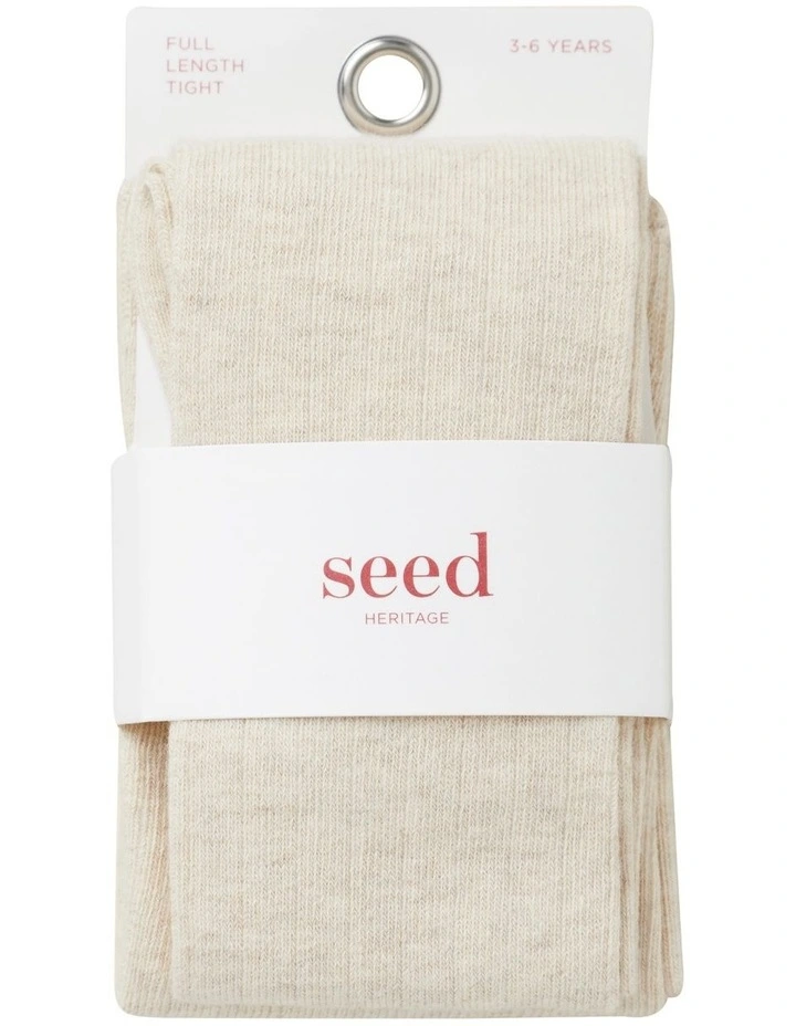 Rib Full Length Tight In Oat Marle