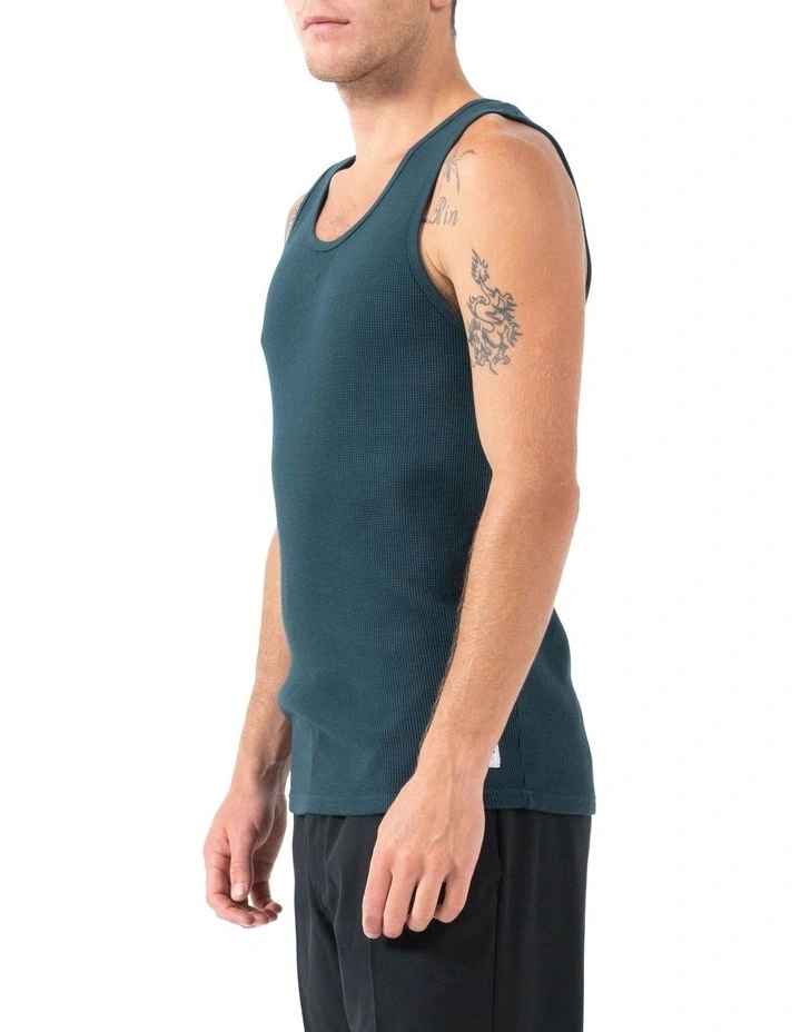 Existencial Waffle Singlet in Jasper Green