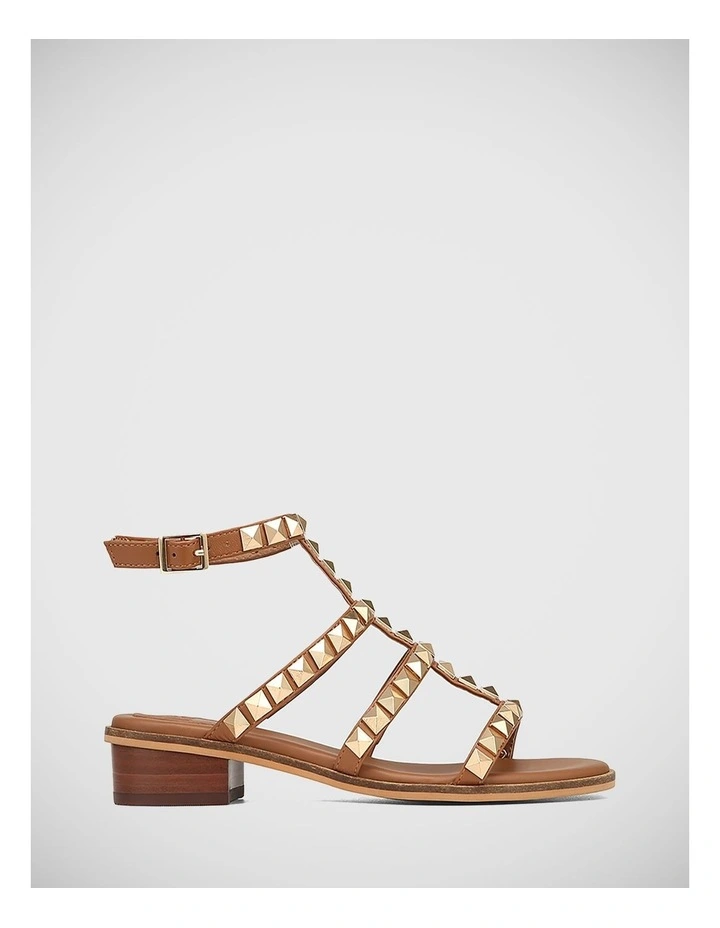 Trudy Leather Sandal in Dark Cognac