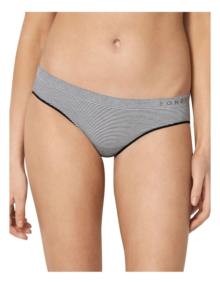 Seamless Mini Stripe Bikini Brief in Black and White