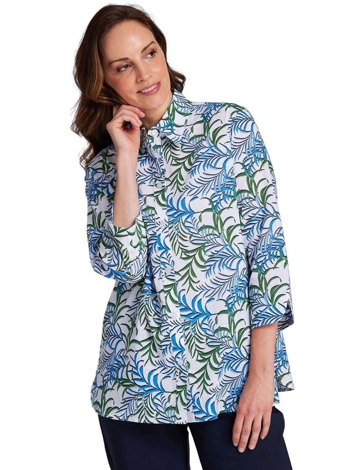 Alani 3/4 Sleeve Shirt in Caribbean