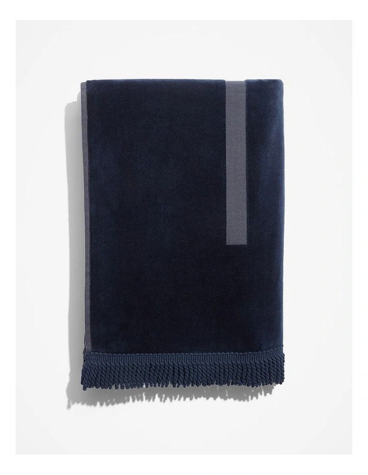Australian Cotton Logo Beach Towel in Navy