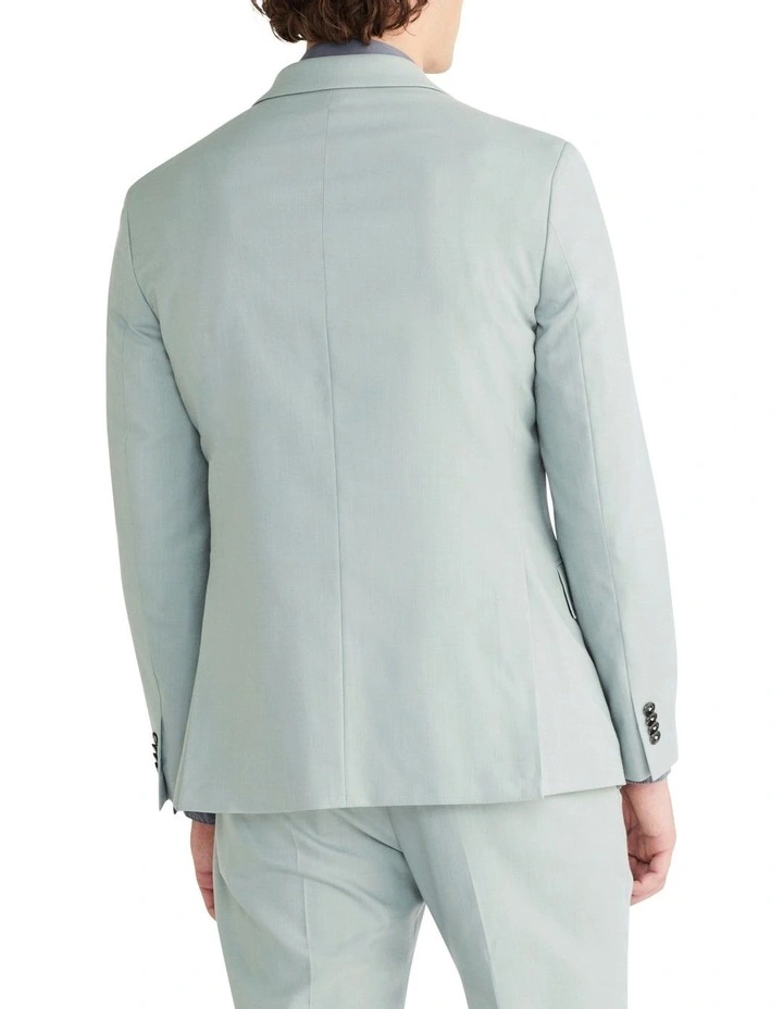 Slim Sharkskin Plain Suit Jacket in Green