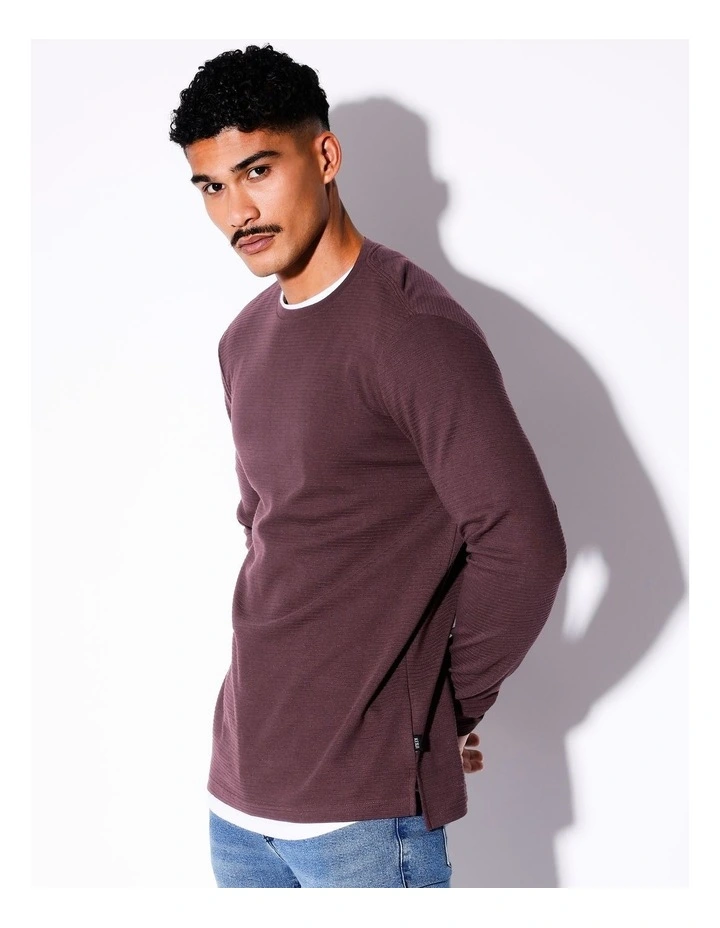 Logan Ls Rib Tee in Red