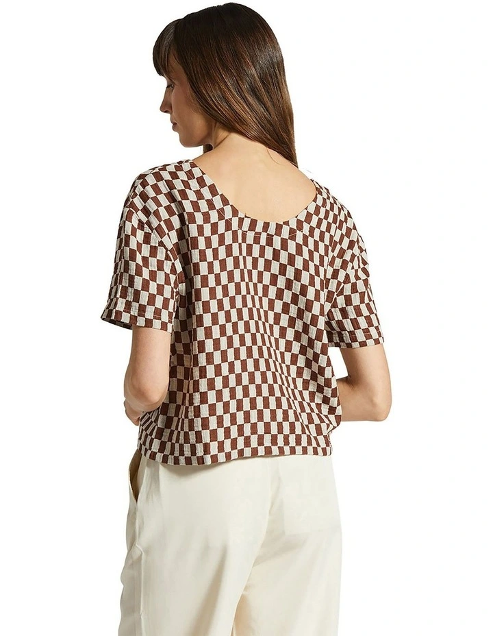 Mykonos Small Check Short Sleeve Shirt in Sepia