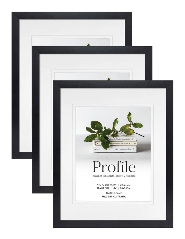 Australia Made Timber Photo Frame 11x14"/8x10" (3 Pack) in Black