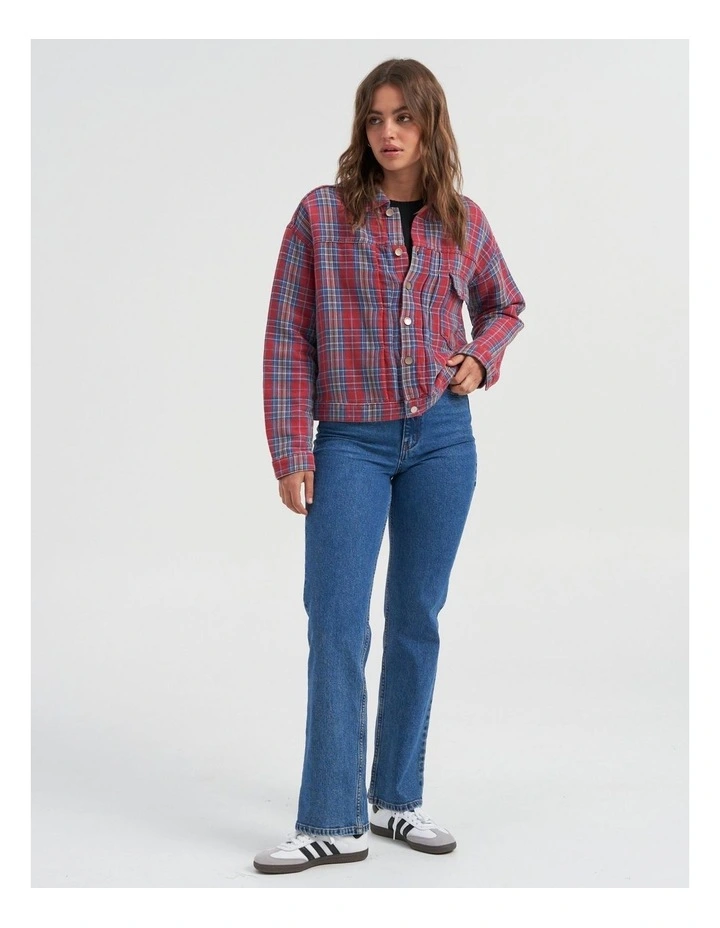 Kerstin Check Denim Jacket in Red