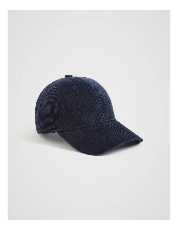 Cord Baseball Cap in Midnight Blue