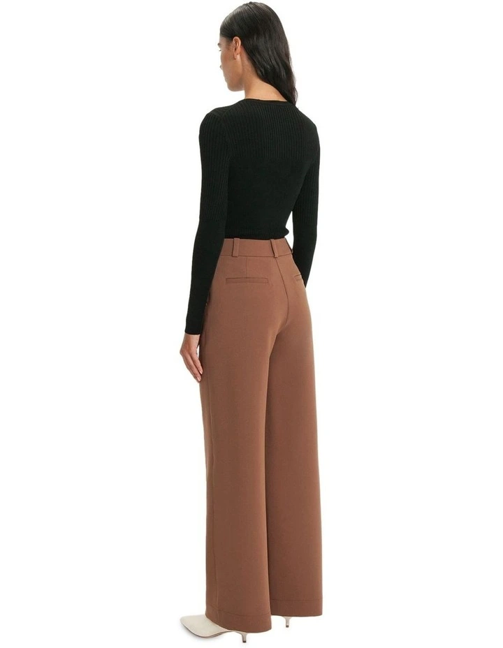 Multi Rib Round Neck Knit Jumper in Black
