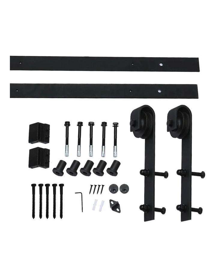 Antique Classic Sliding Barn Door Hardware Track Roller Kit 1.83m in Black
