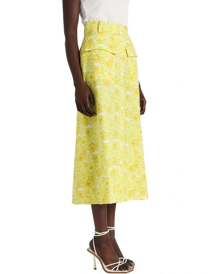 It's A Zest-ival Midi Skirt in Lemon Multi