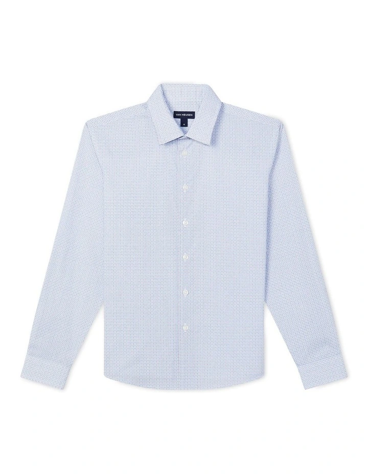 Youth Fit Geo Print Dress Shirt in Blue