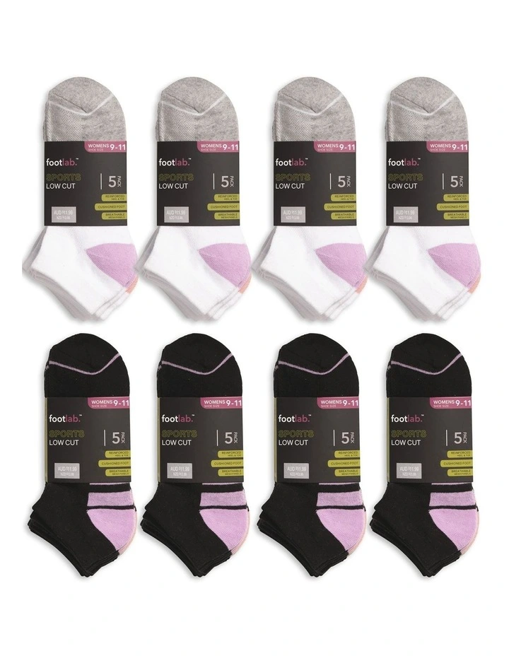 Sports Low Cut Socks 40 Pack (Size 9-11) in Multi