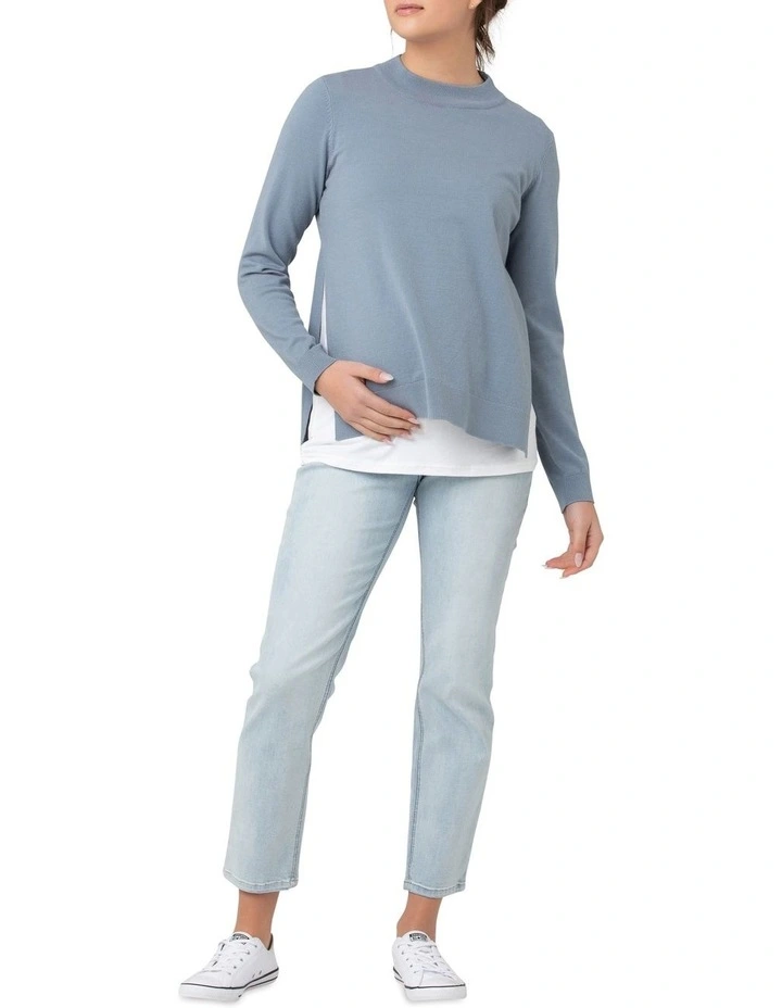 Morgan Side Split Nursing Knit in Petrol
