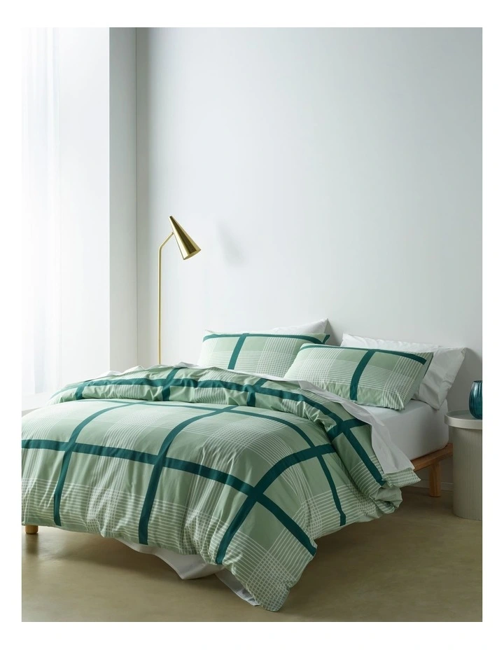 Moss Printed Cotton Quilt Cover Set in Pistachio