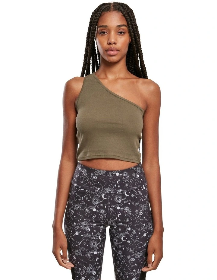 Cropped Asymmetric Top in Khaki