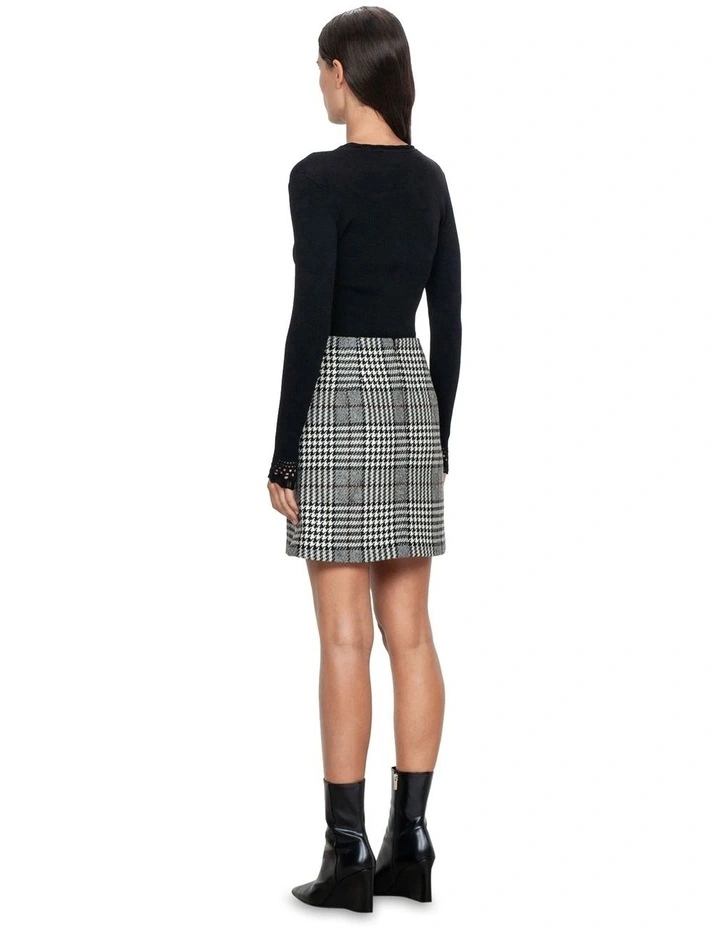 Glen Plaid Mini Skirt in Black/White