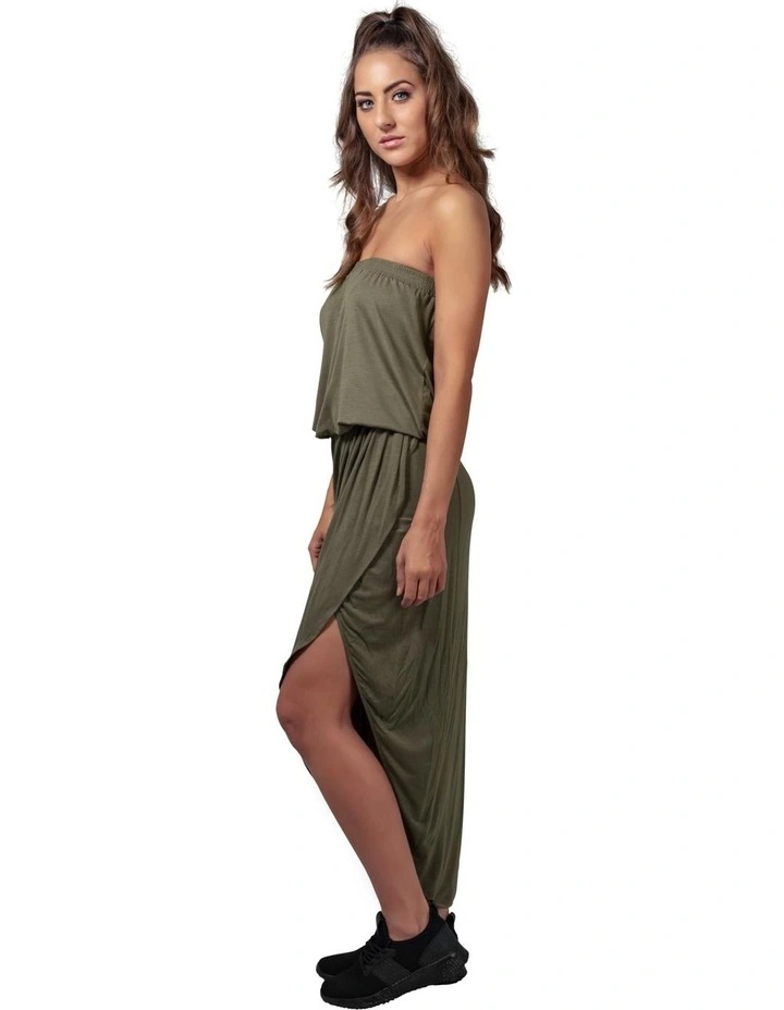 Viscose Bandeau Dress in Olive